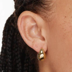 Curve Dome Huggies In Gold -Fashion Accessories Store curve dome huggies in gold medley jewellery earrings 42638507802854