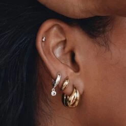 Curve Dome Huggies In Gold -Fashion Accessories Store curve dome huggies in gold medley jewellery earrings 42673438294246