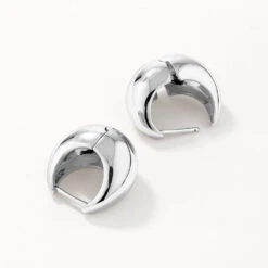 Curve Dome Huggies In Silver -Fashion Accessories Store curve dome huggies in silver medley jewellery earrings 42638614233318