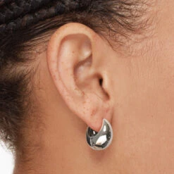 Curve Dome Huggies In Silver -Fashion Accessories Store curve dome huggies in silver medley jewellery earrings 42671525724390