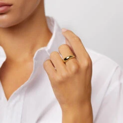 Curve Dome Pinky Ring In Gold -Fashion Accessories Store curve dome ring in gold medley jewellery ring 36848943759590