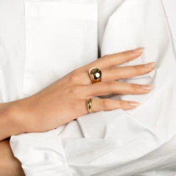 Curve Dome Pinky Ring In Gold -Fashion Accessories Store curve dome ring in gold medley jewellery ring 38287563227366