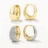 Day To Night Dome Huggie Earring Set In Gold