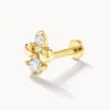 Diamond And Ball Quartet Helix Single Stud Earring In 10k Gold