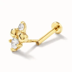 Diamond And Ball Quartet Helix Single Stud Earring In 10k Gold -Fashion Accessories Store diamond and ball quartet helix single stud earring in 10k gold medley jewellery earrings 39709067739366