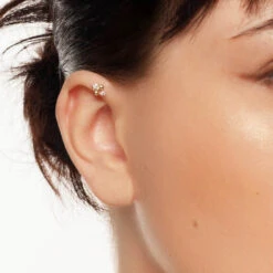 Diamond And Ball Quartet Helix Single Stud Earring In 10k Gold -Fashion Accessories Store diamond and ball quartet helix single stud earring in 10k gold medley jewellery earrings 39729467523302