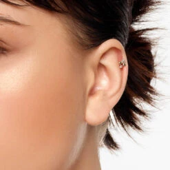 Diamond And Ball Quartet Helix Single Stud Earring In 10k Gold -Fashion Accessories Store diamond and ball quartet helix single stud earring in 10k gold medley jewellery earrings 39729467883750