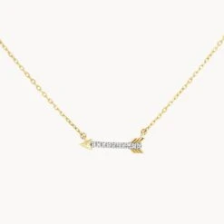 Diamond Arrow Necklace In 10k Gold