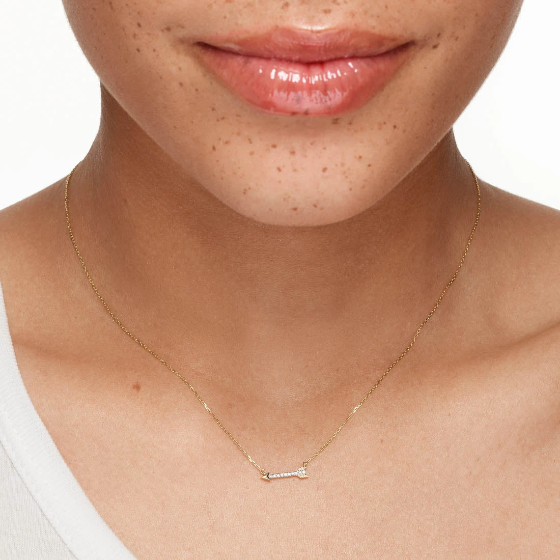 Diamond Arrow Necklace In 10k Gold 6 Diamond Arrow Necklace In 10k Gold - Image 6