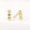 Diamond Bezel Trio Stud Earrings In Gold