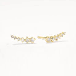 Diamond Climber Stud Earrings In 10k Gold
