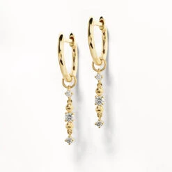 Diamond Drop Bar Charm Huggies In 10k Gold -Fashion Accessories Store diamond drop bar charm huggies in 10k gold medley jewellery earrings 39709061775590