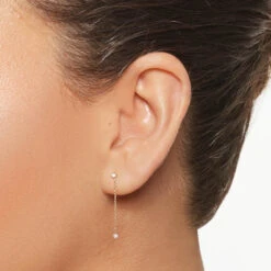 Diamond Drop Chain Stud Earrings In 10k Gold -Fashion Accessories Store diamond drop chain stud earrings in 10k gold medley jewellery earrings 39933050159334