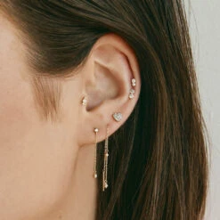 Diamond Drop Chain Stud Earrings In 10k Gold -Fashion Accessories Store diamond drop chain stud earrings in 10k gold medley jewellery earrings 39961996394726