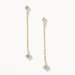 Diamond Drop Chain Stud Earrings In 10k Gold -Fashion Accessories Store diamond drop chain stud earrings in 10k gold medley jewellery earrings 39962232979686