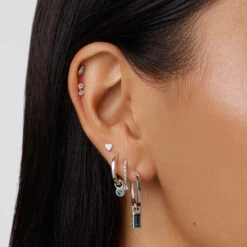 Diamond Drop Helix Single Stud Earring In Silver -Fashion Accessories Store diamond drop helix single stud earring in silver medley jewellery earrings 39440983458022
