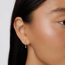 Diamond Drop Single Huggie Earring In 10k Gold -Fashion Accessories Store diamond drop single huggie earring in 10k gold medley jewellery earrings 39440988307686