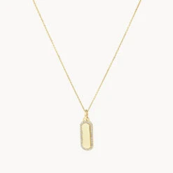 Diamond Engravable Bar Necklace In 10k Gold -Fashion Accessories Store diamond engravable bar necklace 10k gold medley jewellery pendant 36826550010086