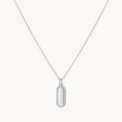Diamond Bar Necklace In Silver
