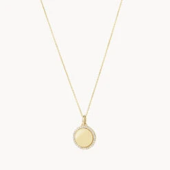 Diamond Engravable Disc Necklace In 10k Gold -Fashion Accessories Store diamond engravable disc necklace 10k gold medley jewellery pendant 36826543685862