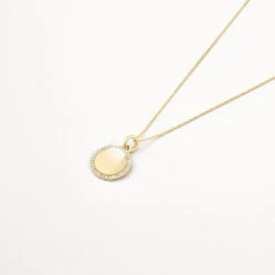 Diamond Engravable Disc Necklace In 10k Gold -Fashion Accessories Store diamond engravable disc necklace 10k gold medley jewellery pendant 36826543718630