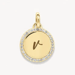 Diamond Engravable Disc Necklace In 10k Gold -Fashion Accessories Store diamond engravable disc necklace 10k gold medley jewellery pendant 39425863254246