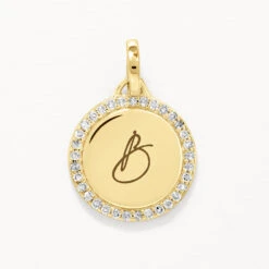 Diamond Engravable Disc Necklace In 10k Gold