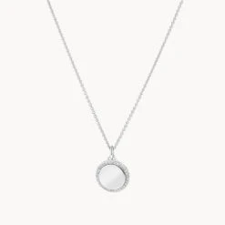 Diamond Disc Necklace In Silver