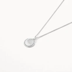 Diamond Disc Necklace In Silver -Fashion Accessories Store diamond engravable disc necklace silver medley jewellery pendant 36826538705126