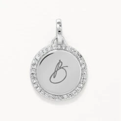 Diamond Disc Necklace In Silver -Fashion Accessories Store diamond engravable disc necklace silver medley jewellery pendant 39425870233830