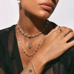 Diamond Disc Necklace In Silver -Fashion Accessories Store diamond engravable disc necklace silver medley jewellery pendant 39432936620262