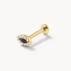 Diamond Evil Eye Helix Single Stud Earring In 10k Gold
