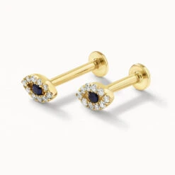Diamond Evil Eye Helix Single Stud Earring In 10k Gold -Fashion Accessories Store diamond evil eye helix single stud earring in 10k gold medley jewellery earrings 39709056565478