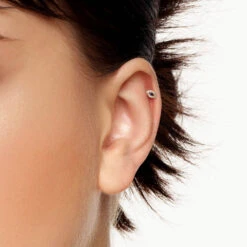 Diamond Evil Eye Helix Single Stud Earring In 10k Gold -Fashion Accessories Store diamond evil eye helix single stud earring in 10k gold medley jewellery earrings 39724345884902