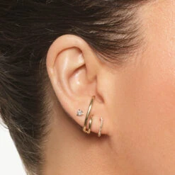 Diamond Fine Wave Huggie Earrings In 10k Gold -Fashion Accessories Store diamond fine wave huggie earrings in 10k gold medley jewellery earrings 39935555305702