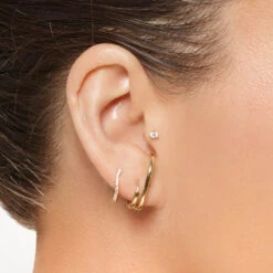 Diamond Fine Wave Huggie Earrings In 10k Gold -Fashion Accessories Store diamond fine wave huggie earrings in 10k gold medley jewellery earrings 39935555338470