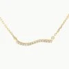 Diamond Fine Wave Necklace In 10k Gold