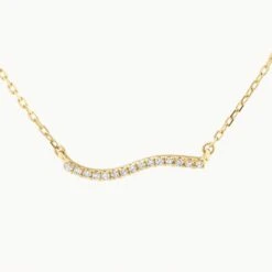 Diamond Fine Wave Necklace In 10k Gold