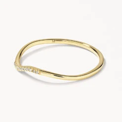 Diamond Fine Wave Stacker Ring In 10k Gold -Fashion Accessories Store diamond fine wave stacker ring in 10k gold medley jewellery ring 39966955241702