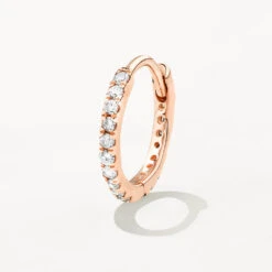 Diamond Helix Huggie Single Earring In 10k Rose Gold