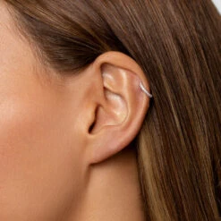 Diamond Helix Huggie Single Earring In Silver -Fashion Accessories Store diamond helix huggien silver medley jewellery earrings 37609262514406