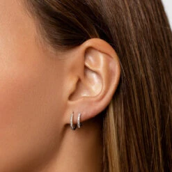 Diamond Helix Huggie Single Earring In Silver -Fashion Accessories Store diamond helix huggien silver medley jewellery earrings 37609262547174