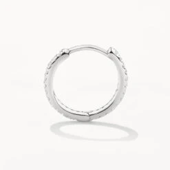 Diamond Helix Huggie Single Earring In Silver -Fashion Accessories Store diamond helix huggien silver medley jewellery earrings 37768508047590