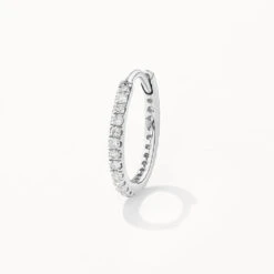 Diamond Helix Huggie Single Earring In Silver