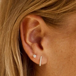 Diamond Huggies In 10k Gold -Fashion Accessories Store diamond huggie earrings 10k gold medley jewellery earrings 36619153015014