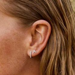 Diamond Letter A Single Stud Earring In 10k Gold -Fashion Accessories Store diamond letter a stud earring 10k gold medley jewellery earrings 36275747422438