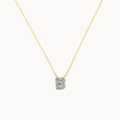 Diamond Letter B Necklace In 10k Gold