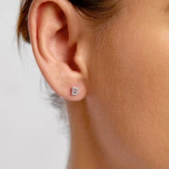 Diamond Letter B Single Stud Earring In 10k Gold -Fashion Accessories Store diamond letter b stud earring 10k gold medley jewellery earrings 36406459629798