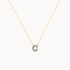 Diamond Letter C Necklace In 10k Gold