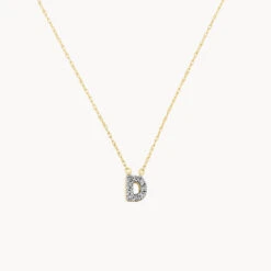 Diamond Letter D Necklace In 10k Gold
